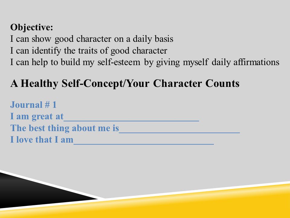 A Healthy Self-Concept/Your Character Counts