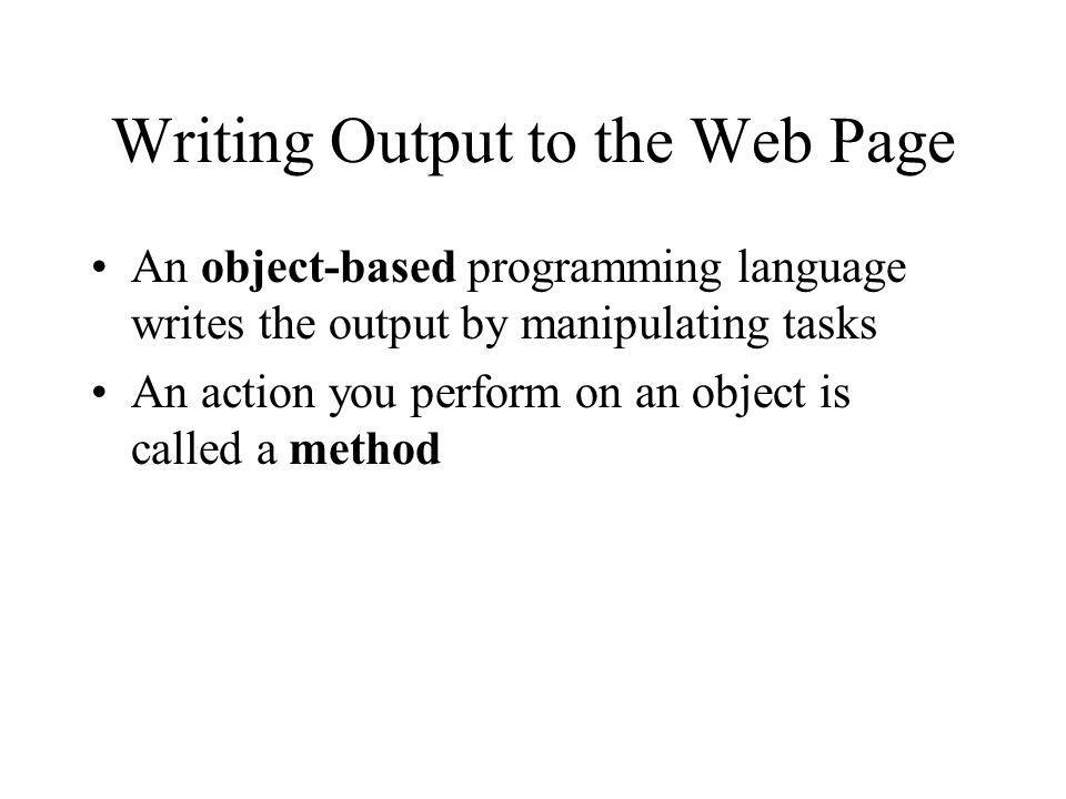 Writing Output to the Web Page
