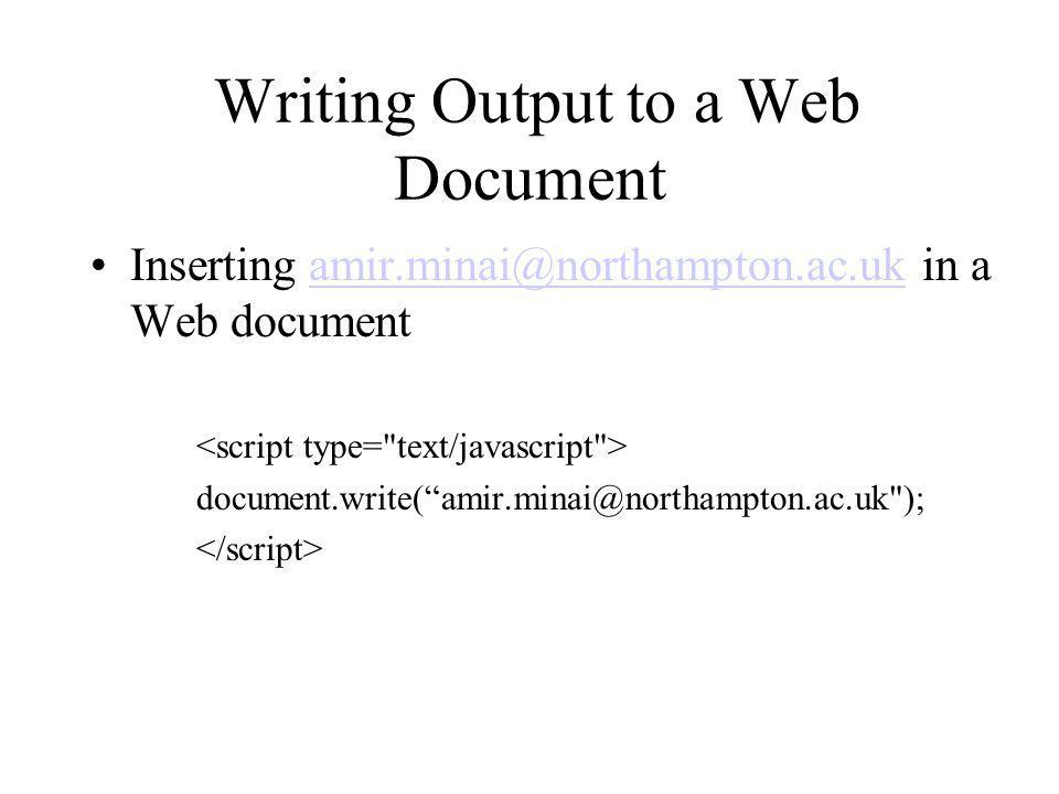 Writing Output to a Web Document