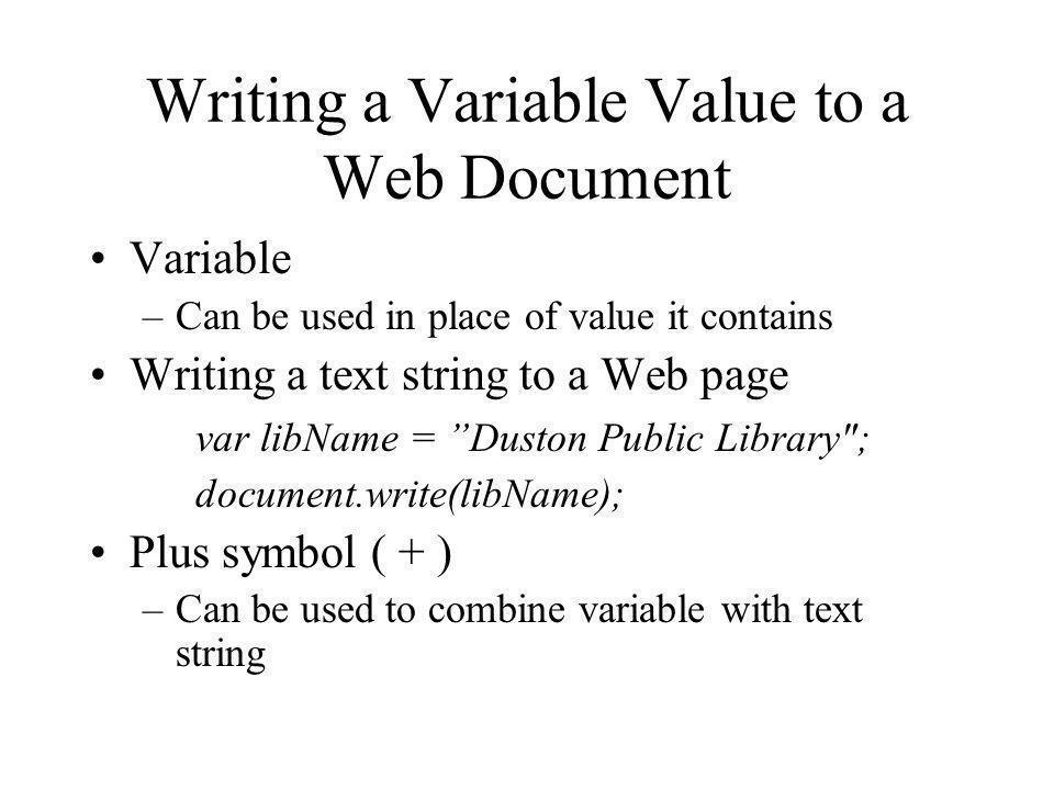 Writing a Variable Value to a Web Document