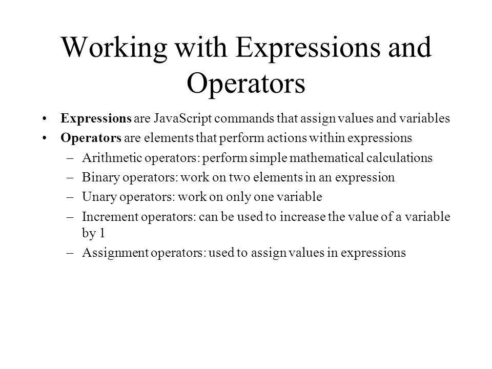 Working with Expressions and Operators