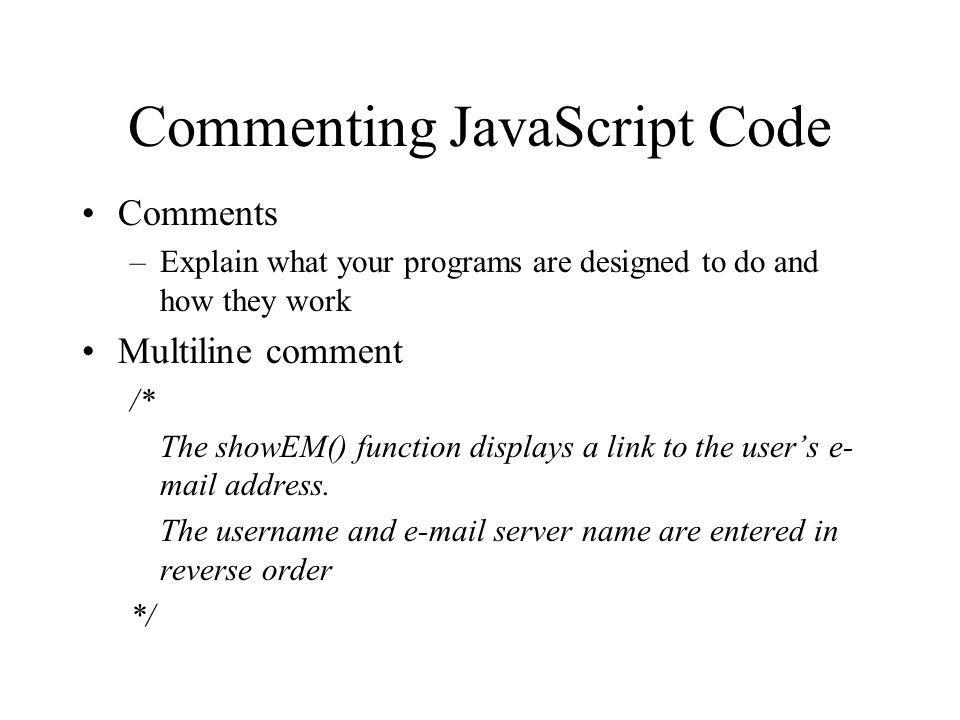 Commenting JavaScript Code