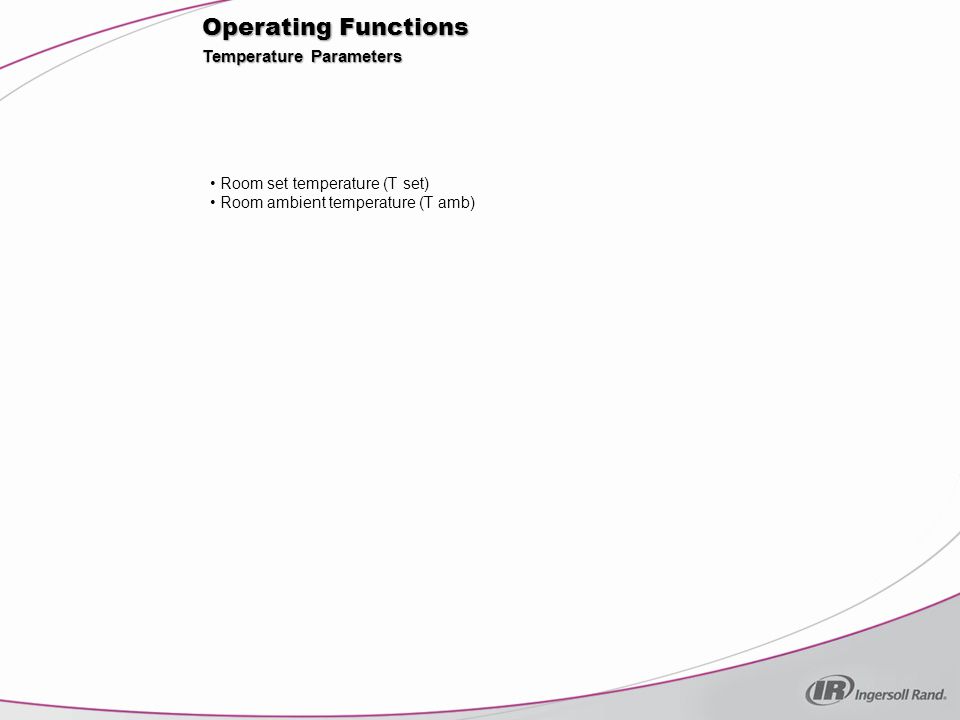 Operating Functions Temperature Parameters