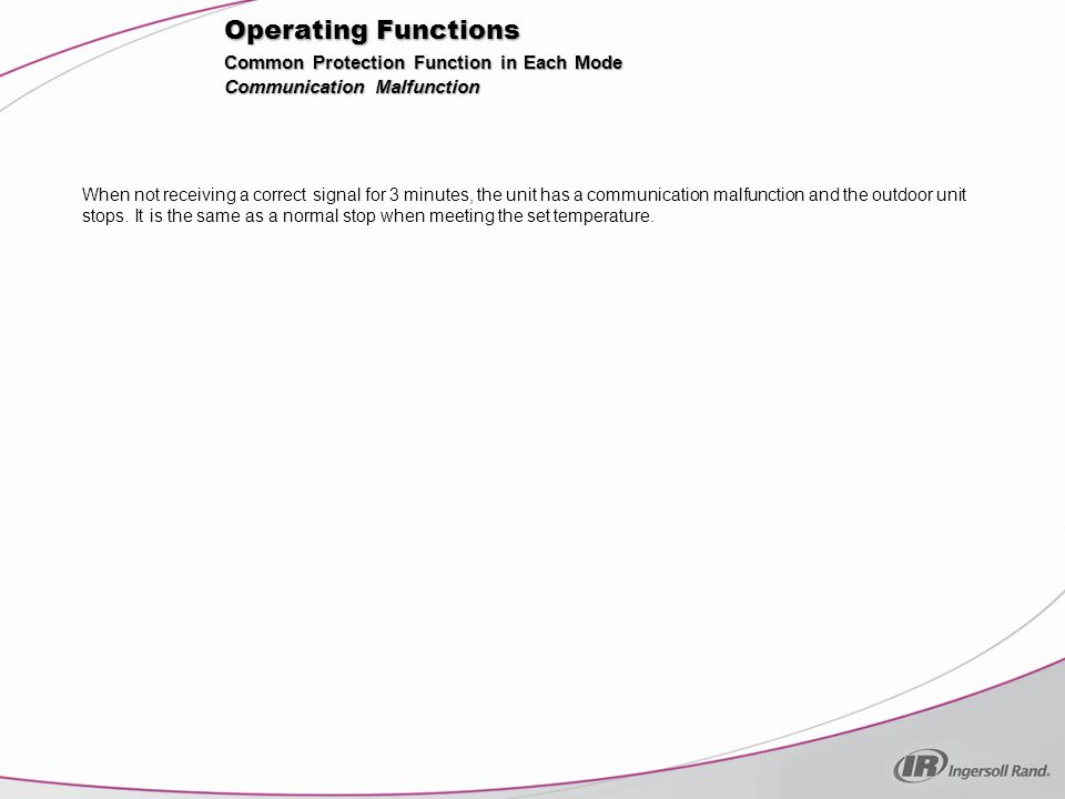 Operating Functions Common Protection Function in Each Mode