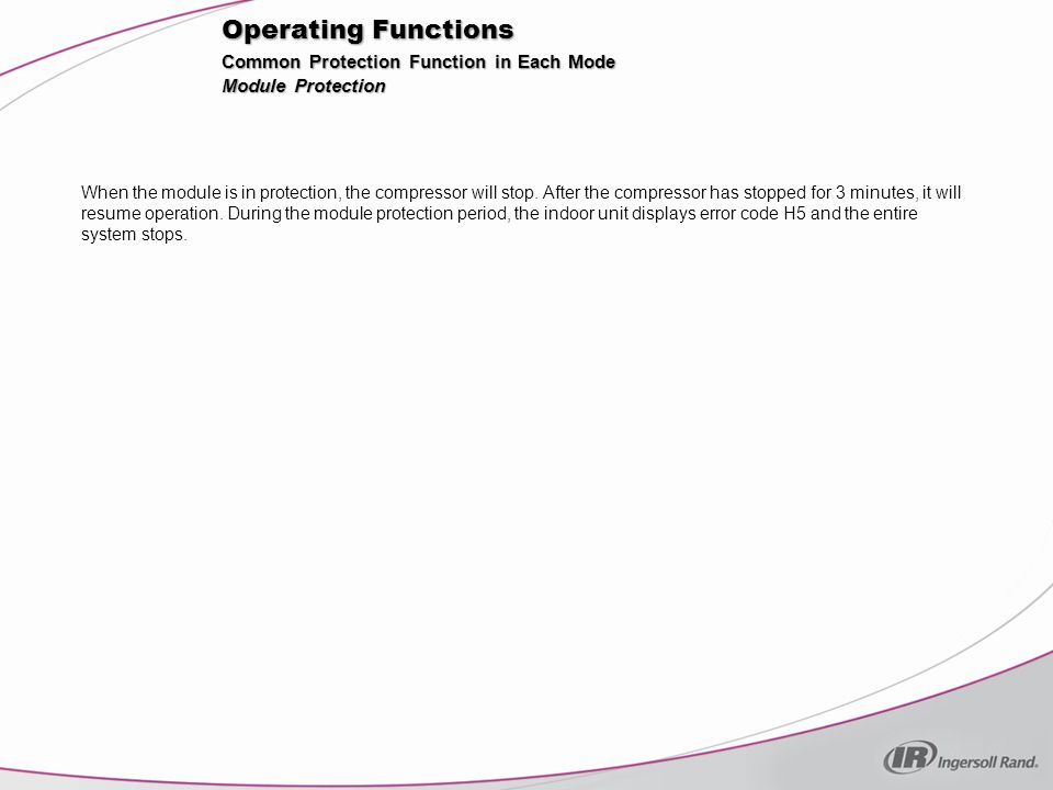 Operating Functions Common Protection Function in Each Mode
