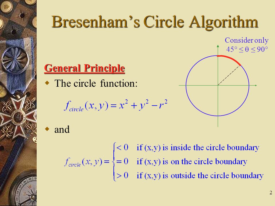 SOLVED: Derive midpoint circle drawing algorithm for the arc of the circle  in zone 7, use only zone 7, don't use any other zone.