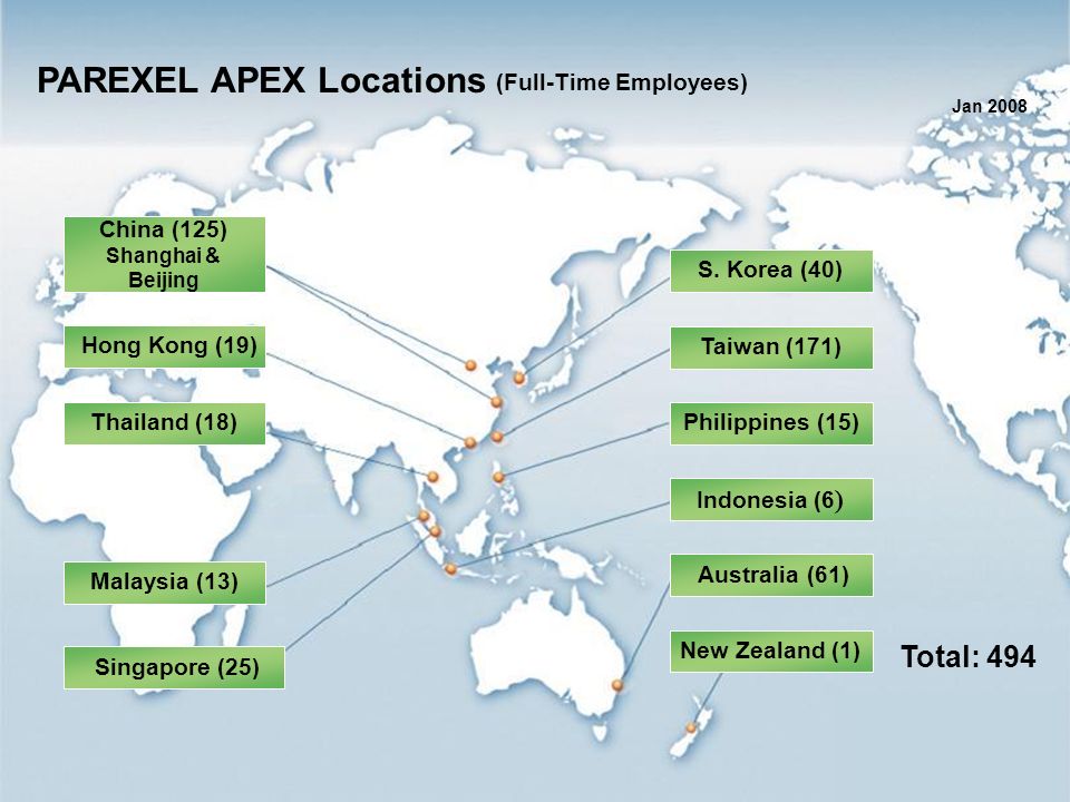 PAREXEL APEX Locations (Full-Time Employees)
