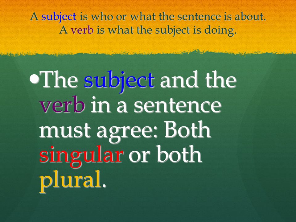 A subject is who or what the sentence is about