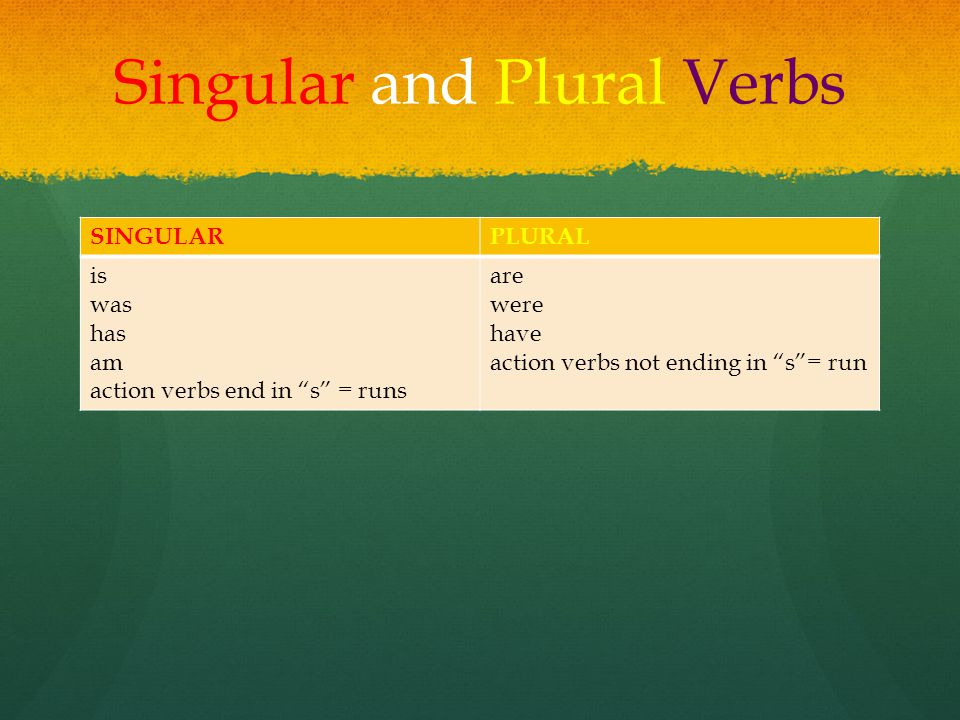 Singular and Plural Verbs