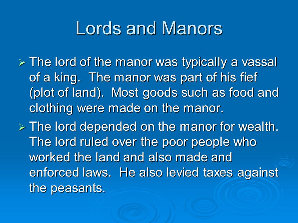 Lords and Manors