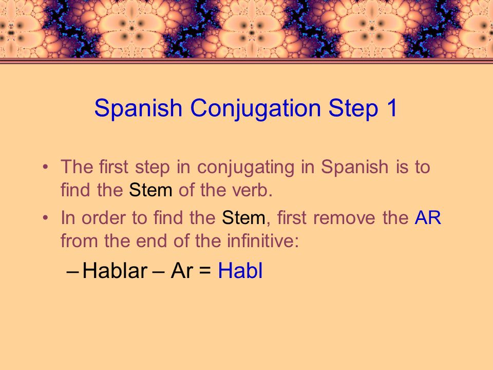 Spanish Conjugation Step 1
