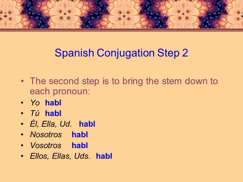 Spanish Conjugation Step 2