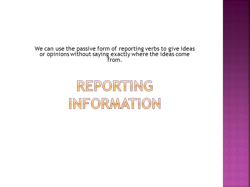 REPORTING INFORMATION