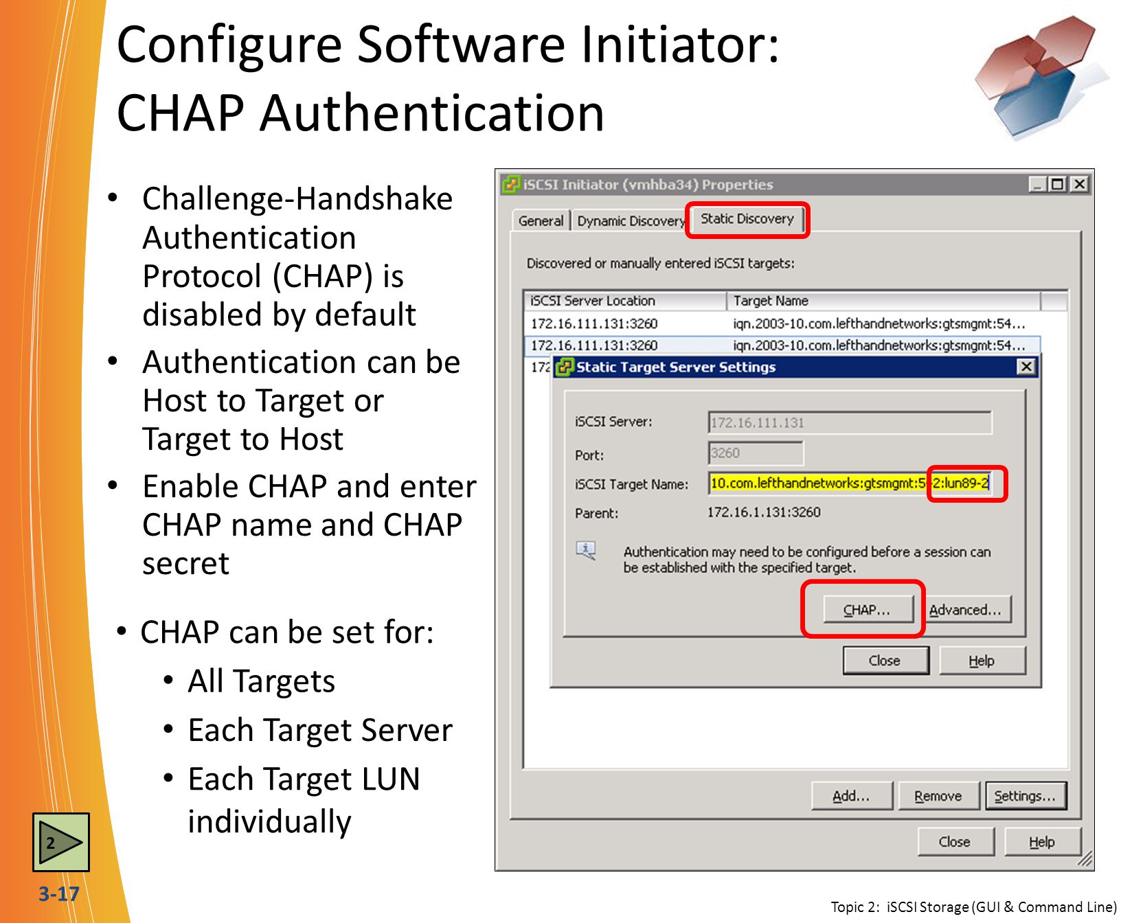 Configure Software Initiator: CHAP Authentication