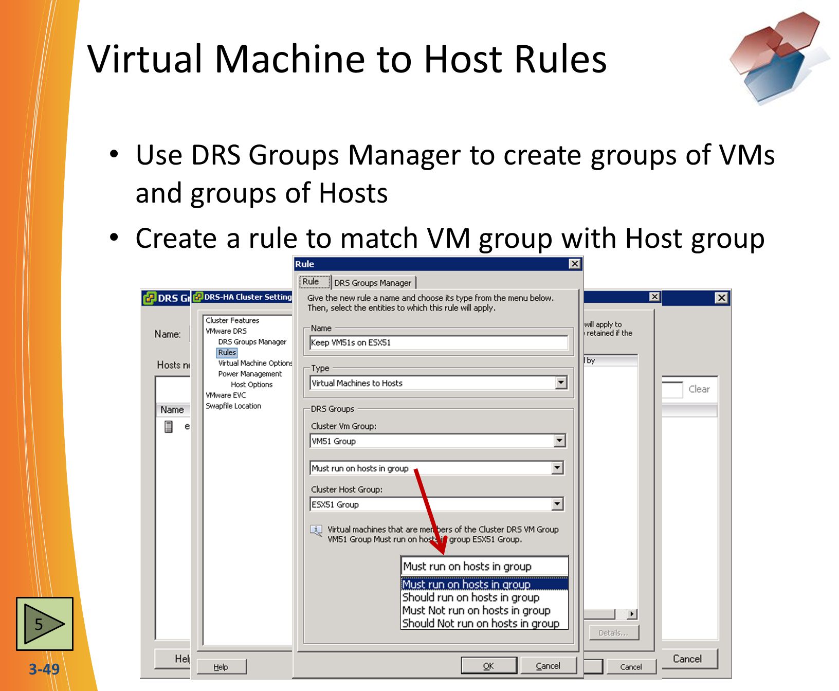 Virtual Machine to Host Rules