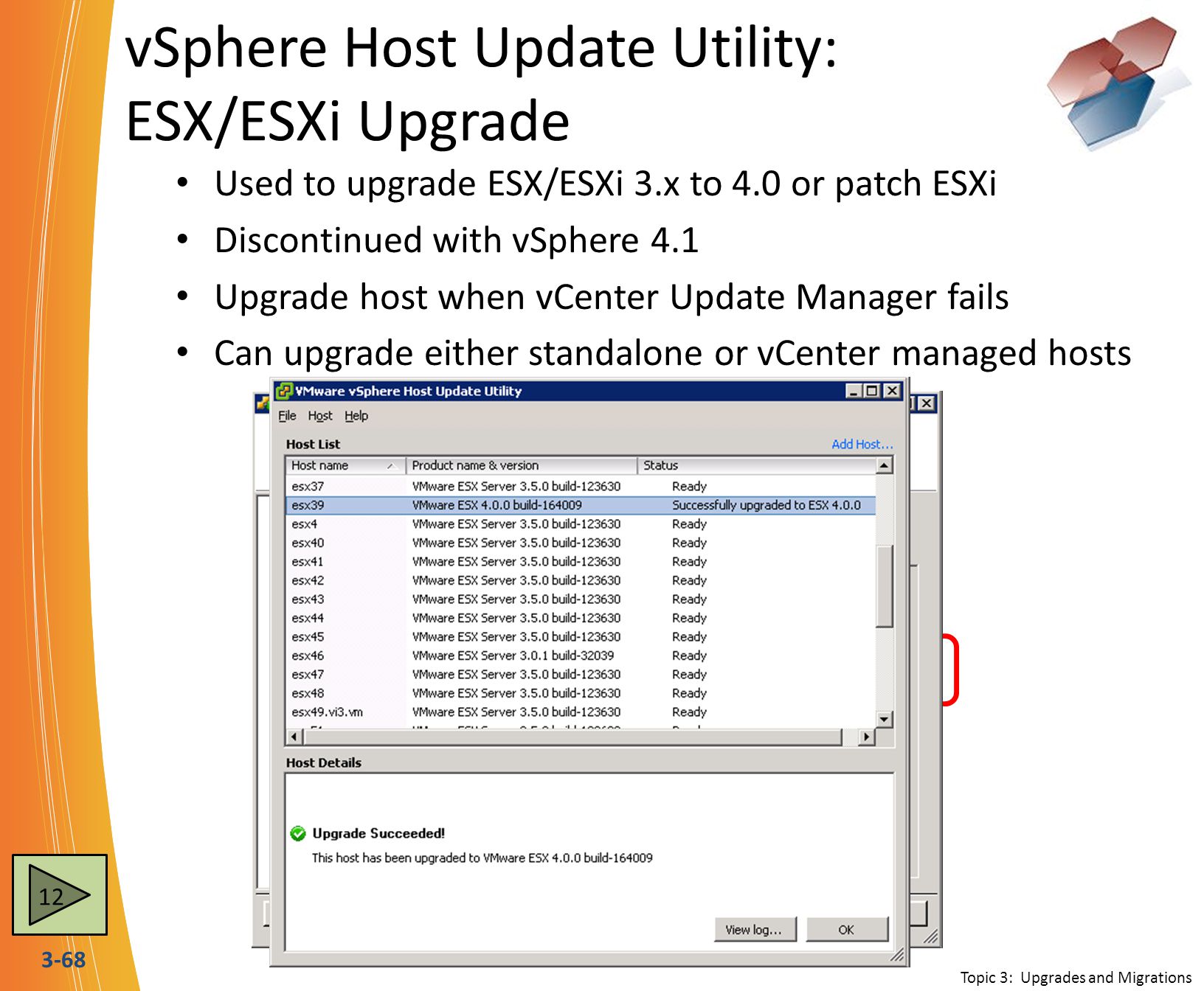 vSphere Host Update Utility: ESX/ESXi Upgrade