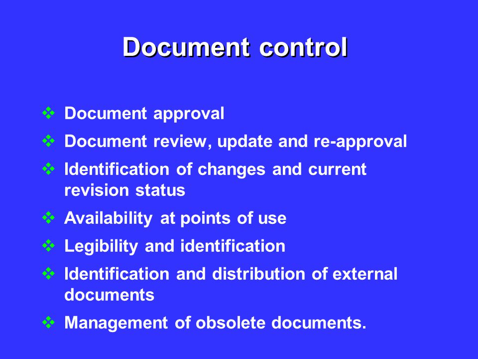Document control Document approval