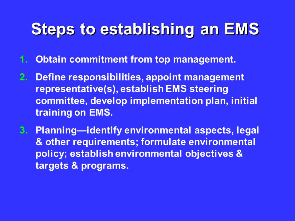 Steps to establishing an EMS