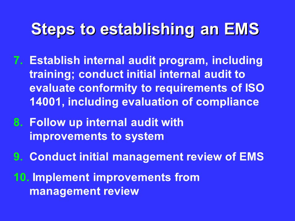 Steps to establishing an EMS