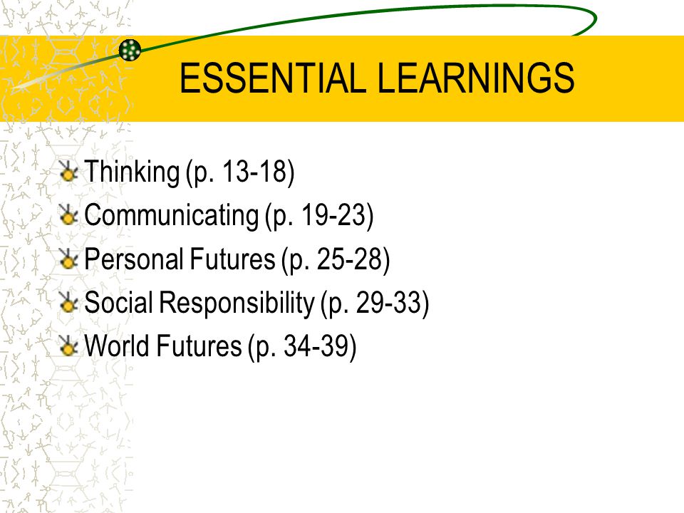 ESSENTIAL LEARNINGS Thinking (p ) Communicating (p )