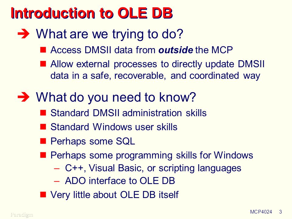 OLE DB Introduction
