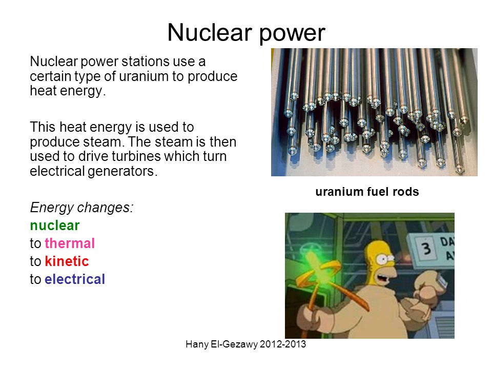 Nuclear power uranium fuel rods. Nuclear power stations use a certain type of uranium to produce heat energy.