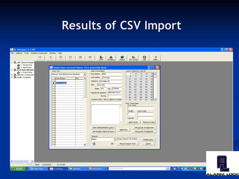 Results of CSV Import