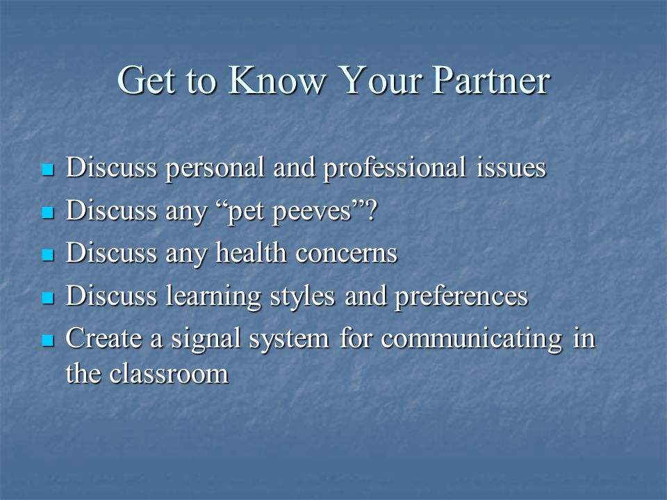 Get to Know Your Partner