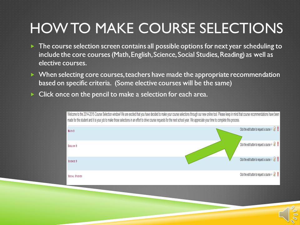 How to make Course selections