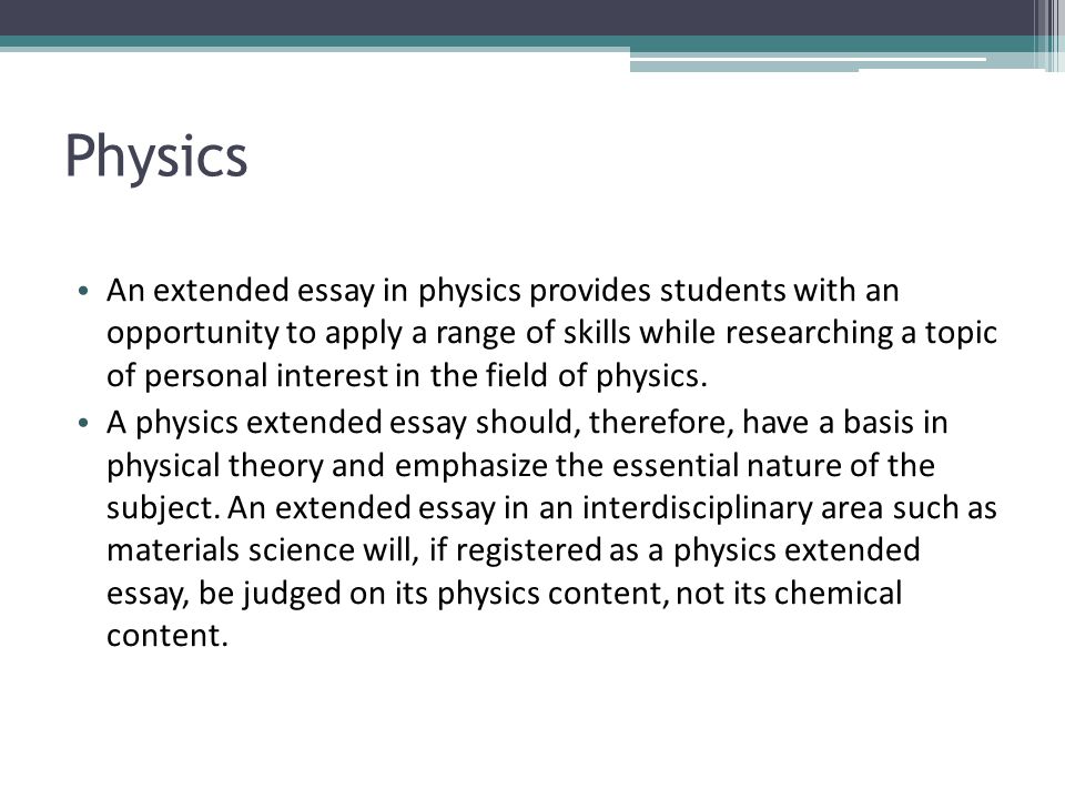physics extended essay topics