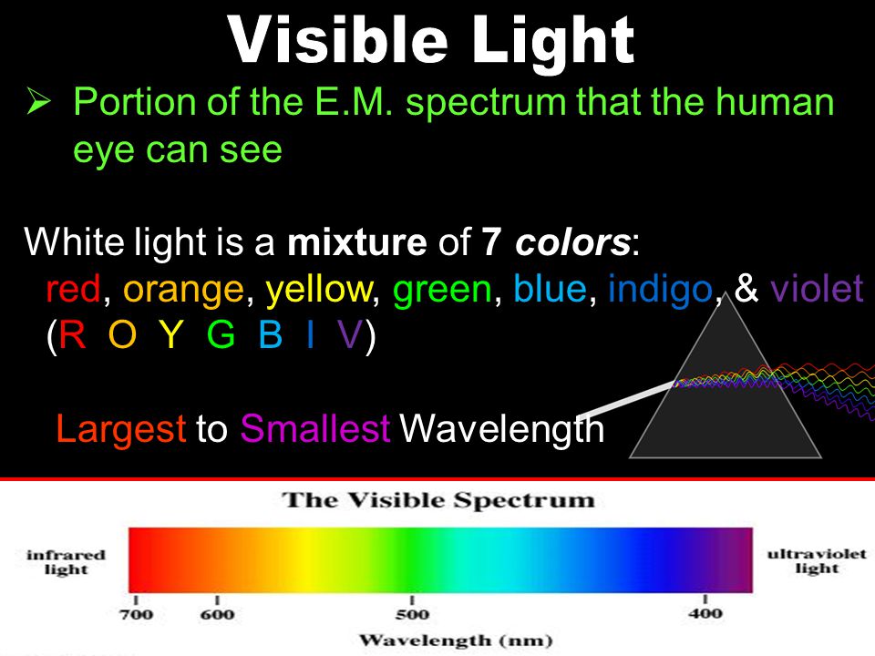 Visible Light Portion of the E.M. spectrum that the human eye can see