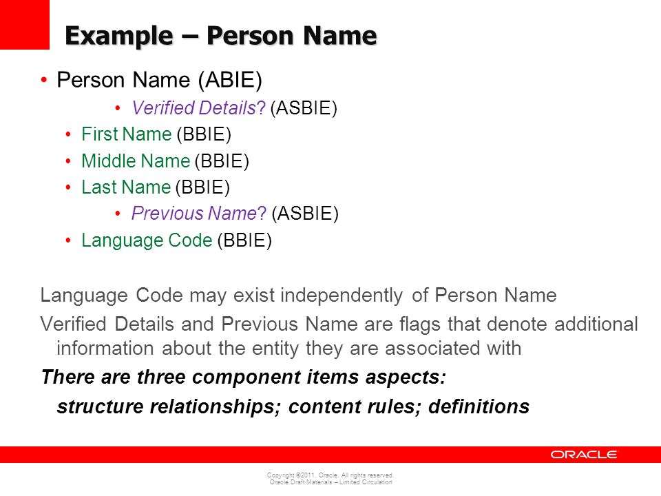 Example – Person Name Person Name (ABIE)