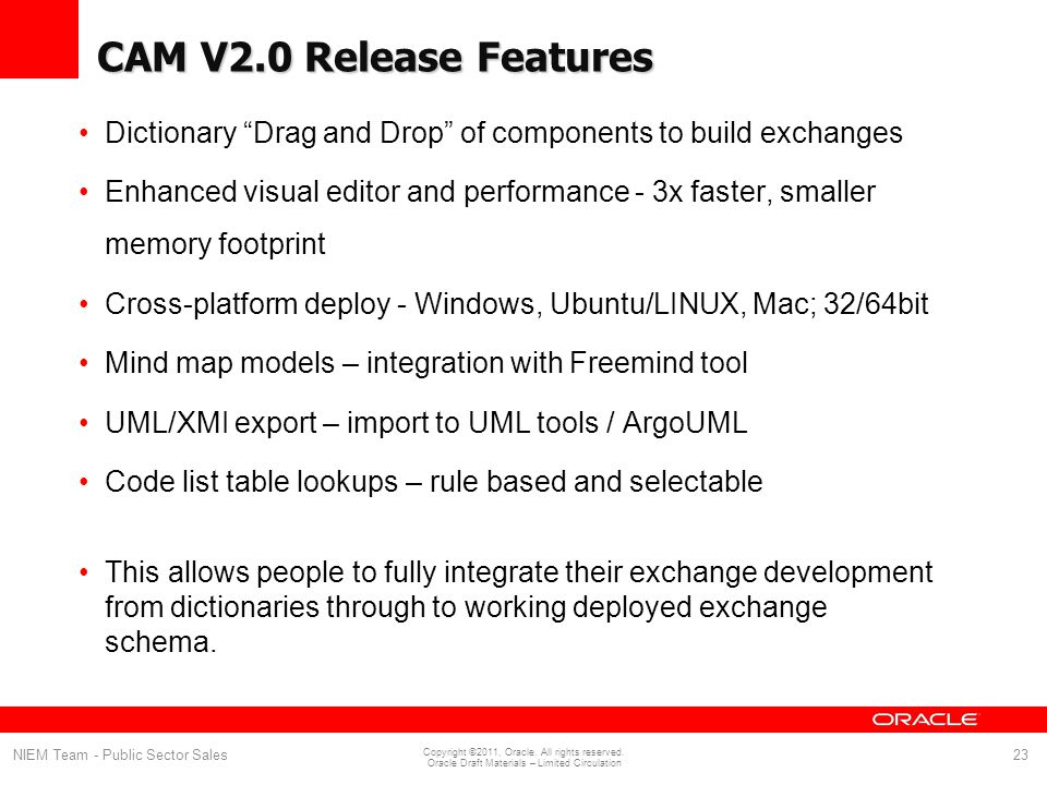 CAM V2.0 Release Features Dictionary Drag and Drop of components to build exchanges.
