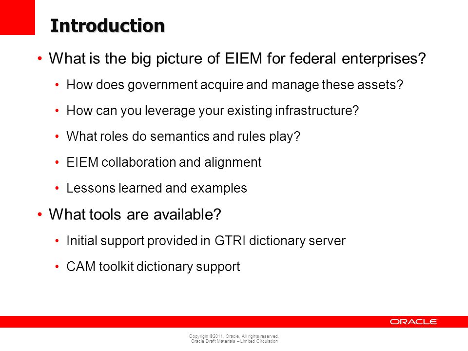 Introduction What is the big picture of EIEM for federal enterprises