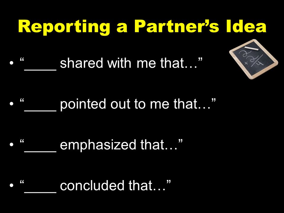 Reporting a Partner’s Idea