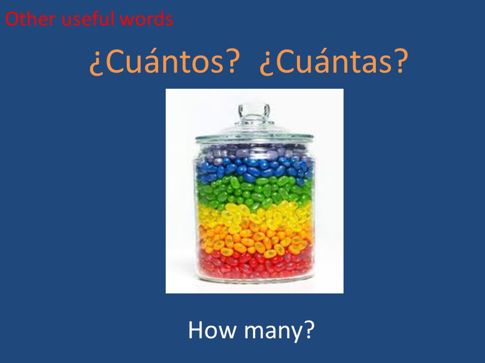 Other useful words ¿Cuántos ¿Cuántas How many