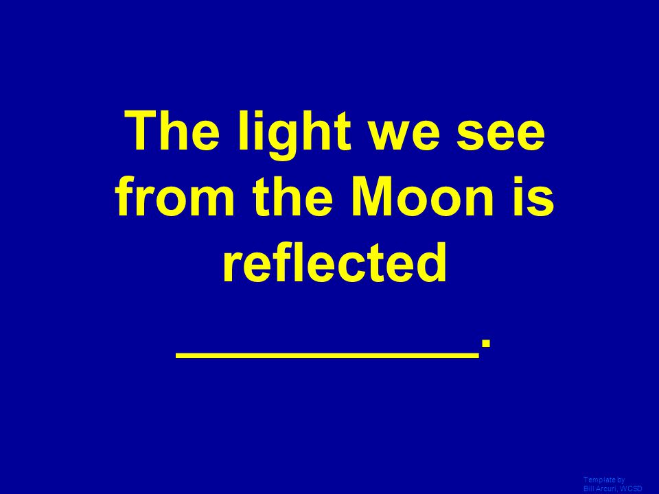 The light we see from the Moon is reflected __________.