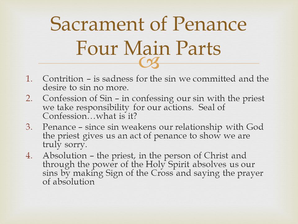 Sacrament of Penance Four Main Parts