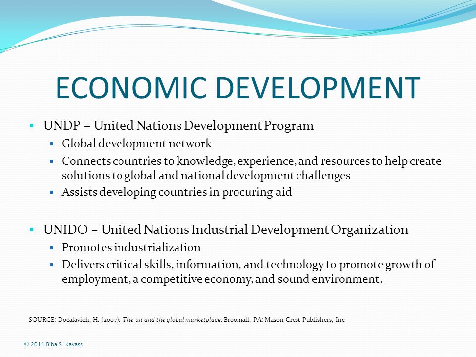 ECONOMIC DEVELOPMENT UNDP – United Nations Development Program
