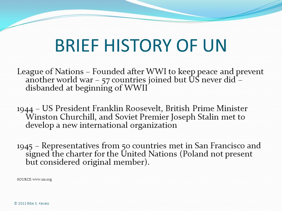 BRIEF HISTORY OF UN