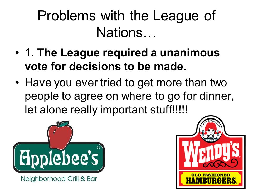 Problems with the League of Nations…