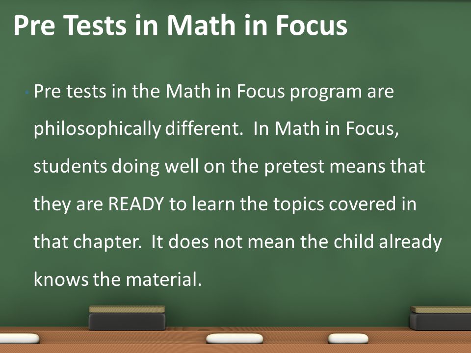 Pre Tests in Math in Focus