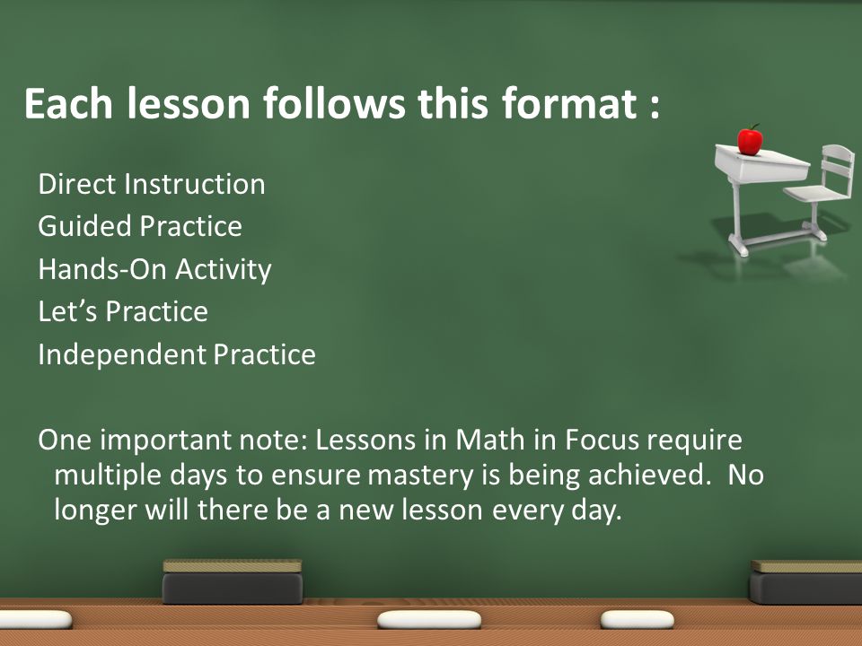 Each lesson follows this format :