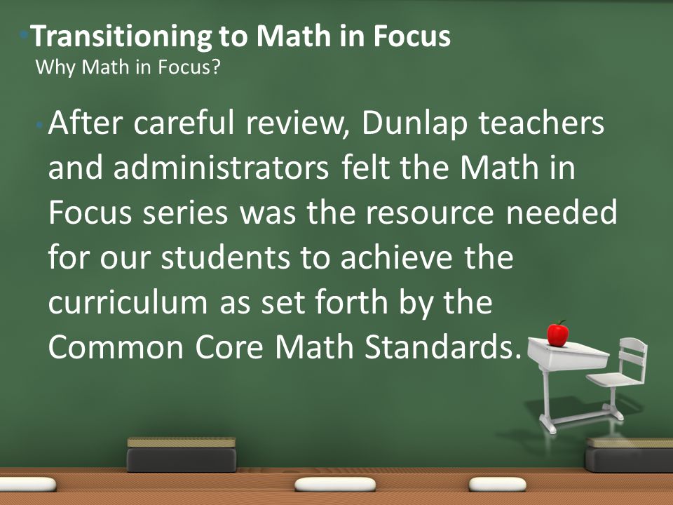 Transitioning to Math in Focus