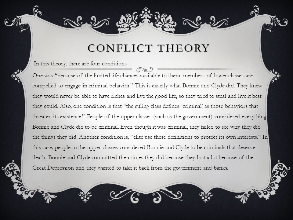 CONFLICT Theory In this theory, there are four conditions.