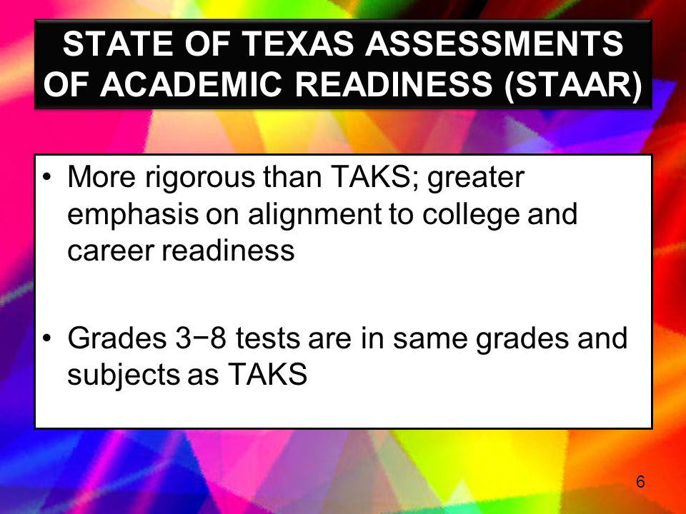 STATE OF TEXAS ASSESSMENTS OF ACADEMIC READINESS (STAAR)