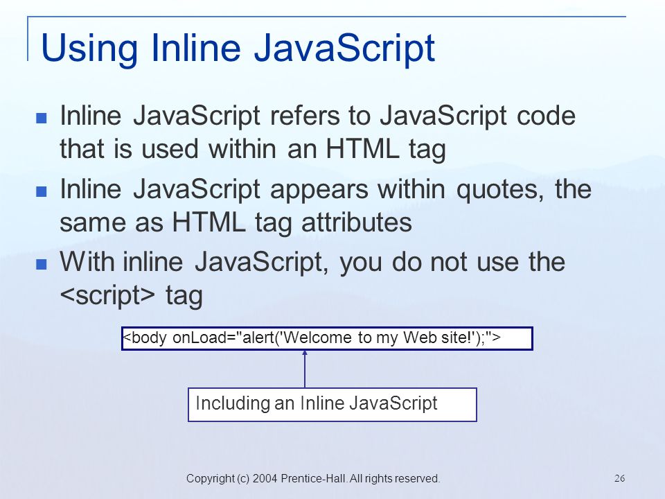 Using Inline JavaScript