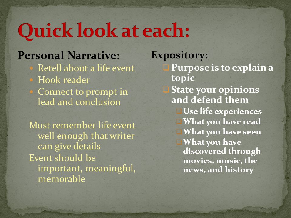 similarities of personal narrative and reflective essay