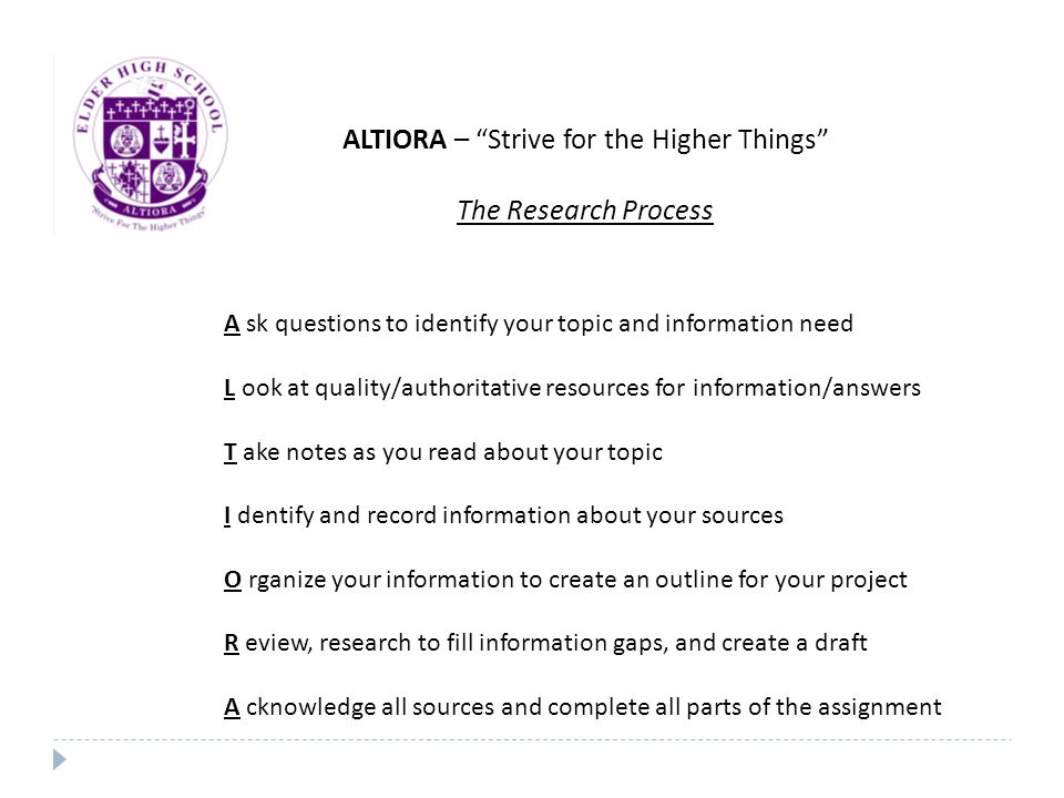 ALTIORA – Strive for the Higher Things