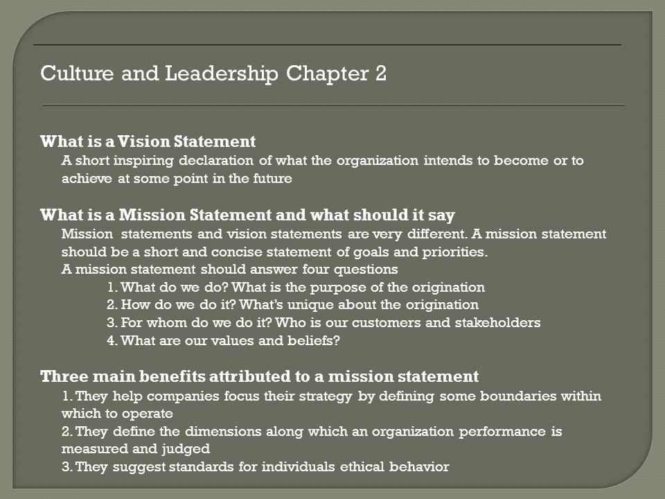 Culture and Leadership Chapter 2